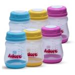 Adore Breast Milk Storage Bottles (Pack of 6,Multicolor)