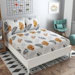 Nirwana Decor Fitzy Fitted bedsheet Queen Size, Elastic bedsheet,60x78 inches + 10 inches Drop, with 2 Pillow Covers (White Leaf, 60