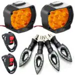 High Power Heavy Duty Yellow Color 9 LED Fog Lights Piece On and Off Switch Pointer Indicator Lights (pack of 4)
