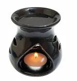 RTWARE Black Ceramic Clay Candle Operated Aroma Burner Oil Diffuser for Home Fragrance