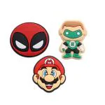 YellowCult Pack of 3 Shoe charms for Clog Shoes, Wristband Charm, Shoe, Bracelet Decoration or Party Gifts [Cartoon Characters - DeadPool/Green Lantern/Mario ]