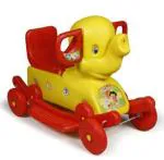myhoodwink 2 in 1 Baby Elephant Rider for Kids Ride on Push Car, Toy Elephant Ride-On, Kids Toys, Toddler Baby Toy Suitable for Kids Boys & Girls Age 1 to 6 Years Old, Made in India Yellow-Red Color