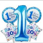 Sv traders 1st Birthday Foil Balloons Decoration for Baby Boy 5 Pieces Set for Birthday Decoration