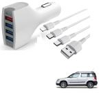 Kozdiko 4 Port USB Car Charger with 3 in 1 Cable for Skoda Yeti