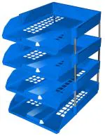 Omega 1745PP EXCEL Office Tray (Set of 4 Tray) Blue Use For Letter Tray/Files Tray/Documents Tray/Folder Tray etc.