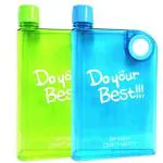 See Inside Portable Notebook Style Slim Water Bottle Flat Drinks Notebook Bottle 2 Pcs 380 ml Bottle (Pack of 2, Multicolor, Plastic)