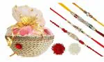 Fabbites Raksha Bandhan Chocolate Basket And Rakhi Gift Hamper 22.9 X 22.9 X 12.7 Cm