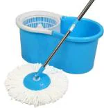 JAINSTAR Absorbent Floor Cleaning Spin Mop 360 Stainless Steel Stick Rod with Bucket (Navy Blue Colour)