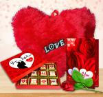 Midiron Gift for Valentines Day |Anniversary Hamper Gift for Wife/Girlfriend/Boyfriend/Husband/Fiance|Romantic Gifts-Handmade Chocolate Box, Heart Red Cushion, Artificial Red Rose & Love Greeting Card
