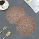 Groki Round Pack of 6 Table Placemat (Peach, Polyester)