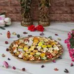 Webelkart Premium Chappan Bhog Thali/Decorative Poojan Thali for Temple and Pooja Room Decor- Traditional Pooja Thali-56 Bhog Thali for Laddu Gopal (14 Inches)