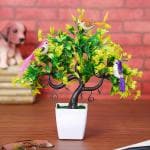 Dekorly Plastic Green Artificial Plants With Cute Birds
