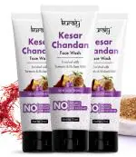 KURAIY Kesar Chandan Skin Lightening & Tan Removal Face wash, For Natural Glow & Spotless Skin pack of 3