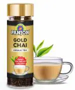 Panjon Gold Chai Assam Black Tea , Strong Chai Patti with Long Leaves & Rich Taste (50 Cups) 1 Jar