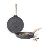 Carote Granite Non Stick Induction Cookware Set, 2 Pcs, 20cm Pan&Tawa Set Combo