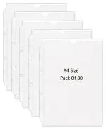 Shining Zon PVC Margin Punch Folder File Plastic Sheet Thick Sleeves Folder File for A4 Size Document Certificate with 2 Punch Holes & Tab Cut Transparent (Pack of 80)