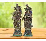 Idol Collections Stone Blue Brass Radha Krishna Idol, 29 X 9 6 Inches