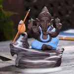 HC VILLA Blue Resin Smoke Backflow Cone Incense Holder Decorative Showpiece with Scented Cone