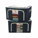 SAVREEN 66 LTR Foldable Steel Frame Cloths Zip Organizer Bag and Oxford Fabric Storage Living Cover Boxes