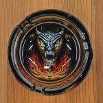 Kookee Glass Ashtray for Outdoor Indoor Transparent Modern Home Decor Tabletop Ash Tray for Smokers, Printed, Round (Diemeter: 8.5cm) (9814)