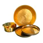 ROYALSTUFFS Brass Parat Dough Maker Dough Mixer Atta Maker Dough Parant Brass Parat size 15 inches With 2 Dinner Plates & 1 Chapati Box