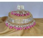 Gyaan Jewels Handmade Alloy Earring and Necklace Set White, Pink (Women) (Pack of 1) Free Size