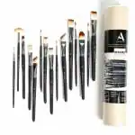 ArtRight Mix Paint Brush Set of 15 with Free Brush Holder - Professional Artist Handmade Mix Painting Brush Set of 15 ; Colors May Vary(Wood)