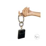 House Of Faye Multi-colored Diamond Studded Cuff Ring with Gold Hardware Lanyard for Cell Phone