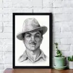 INTEXTURE GALLERY 99 Black Frame Bhagat Singh Texture Paper Art Print ,WithoutGlass,Black In White ,Perfect for Home Decor, For Living Room, Bed room, Office, Hotel,wall decoration |20x14| Set of 1 Black In White