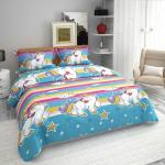 RAREBIRD 220 TC PolyCotton Double Printed Flat Bedsheet (Pack of 1, Blue) *: