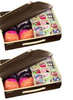 Craft Bazar Lingerie Storage Organizer Undergarments Organizer With Lid Non Woven Drawer Dividers Innerwear Wardrobe Organizer Foldable Storage Box Organizer for Wardrobe Closet (Brown Pack of 2)
