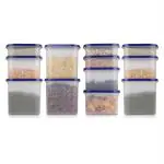 Cutting Edge Modular Kitchen Storage Container with Anti-Microbial Lid Oval Set for Flour, Cereals, Snacks, Stackable, BPA Free, Modular, Set of 12, Navy Blue (525mlx4,1200mlx4,1800mlx4)