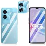 FCS PET Glossy Screen Protector for OPPO A97 5G | Self Healing Flexible Glossy Unbreakable Soft Hydrogel Film Anti-Scratch Glossy Screen Guard | Front + Back + Camera (Glossy)