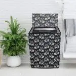 Dakshya Industries Polyester Leaf Design Top Load Fully Automatic Washing Machine Cover With Zip Enclosure Suitable For 6kg,6.5kg,7kg( Black Size-23x23x35 Inches)
