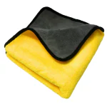 SOBBY Microfiber Cloth for Car Cleaning and Detailing - Dual Sided, Extra Thick Plush Microfiber Towel Lint-Free, 800 GSM, 40cm x 40cm (1 N - Yellow and Gray)