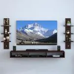 HOME WOOD Engineered Wood Wall Mount TV Unit TV Stand Wall Set Top Box Stand TV Cabinet TV Entertainment Foldable with TV Stand Unit Wall Shelf for Living Room |Black-White