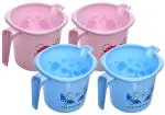 Kuber Industries Bathroom Mug Virgin Blue and Pink Plastic 13 x 13 x 12 cm (Pack of 4)