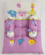 BLOOMING BUDS Cotton Printed Baby Bedseet with Bolster Cover, Purple (0 to 9 months) 88 x 60 cm