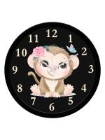 WENS Multicolor Plastic Cute Monkey Non-Ticking Battery Operated Kids Wall Clock 29 cm x 29 cm
