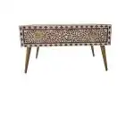 Afasana Handicrafts Handmade Teak Wood Inlay Center Tables Made in India