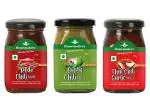 Homemakerz Hot Sauce Combo of 3 600gm - Thai Chili Garlic Sauce + Red Chili Sauce + Green Chili Sauce - 200 gm each - Preservative Free, Chemical Free & Trans Fat-Free