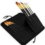 Qatalitic Set Of 12 Professional &Amp; Exclusive Fine Art Long Handled Premium Paint Brush Set &Amp; Zippered Carry Bag With Pop Up Stands For Oil Acr
