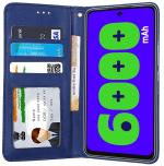 Unistuff Faux Leather Back Case Flip Cover for Infinix Hot 12 Play with ID Card Slot | Foldable Kickstand | 2 Card Slot | 1 Cash Slot - Executive Blue, 57380