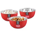 Dream Home Star Bowl 1 Microwave Safe Stainless Steel Kitchen Food Storage Containers | Mixing Bowl Set | Microwave Save Bowl 350 ml (Pack of 3, Brown)