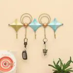 vedas Multicolor Metal Hiral Star Wall Hooks for Keys | 5 Hooks Rack/Holder for Kitchen Utensil | Wall Mounted Key Holder Key Rack Key Hanger | Bathroom Towel Hooks