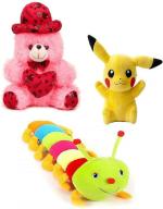 Kashish Trading Company soft toy pink love cap, caterpillar with pikachu (25-55 cm) - 30 cm (Multicolor)