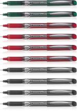 Pilot Hi-Tecpoint V7 Grip Fine Point Liquid Ink Pen | Tip Size - 0.7 MM | Dimpled Rubber Grip with Unique Dimple Tip Technology | Ink Colour - 4 Black, 4 Red and 2 Green | Pack of 10