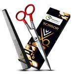Organim Care Products 7 inch Barber Scissors Silver and Red Metal