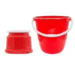 Jaycee Red Plastic Bucket And Bath Stool Combo - 16 L