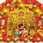 Zyozique Shubh Annaprashan Decorations Item - Banner, Balloons, Foil Balloons, Photo booth Props (Pack of 54)